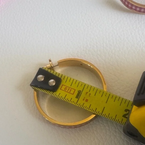 Kate Spade Gold and Pink Checkered Hoop Earrings - Picture 11 of 12